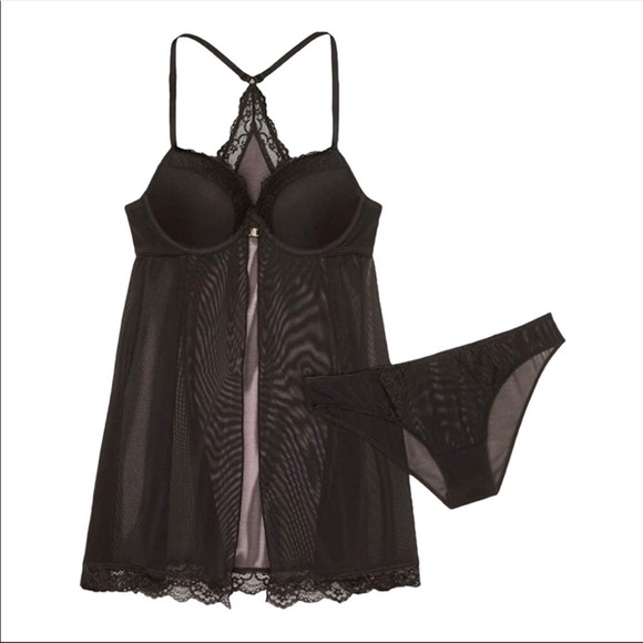 Gilligan & O’Malley Size Medium Black Sheer Intimate Push-Up Babydoll - Picture 1 of 7